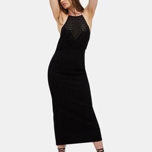 Bardot Chameleon Black Lace Midi Halter Backless Dress Slit New Womens XS
